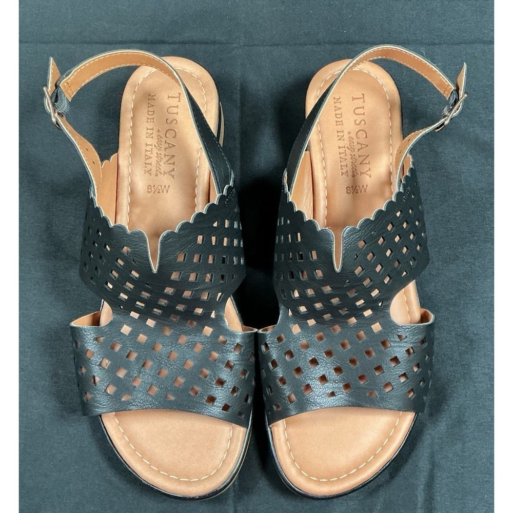 Tuscany By Easy Street Black Sandals Size 8.5 W Italy